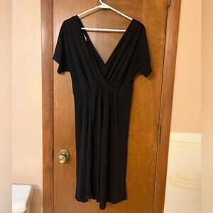 Black V-Neck Maternity/Breastfeeding Dress